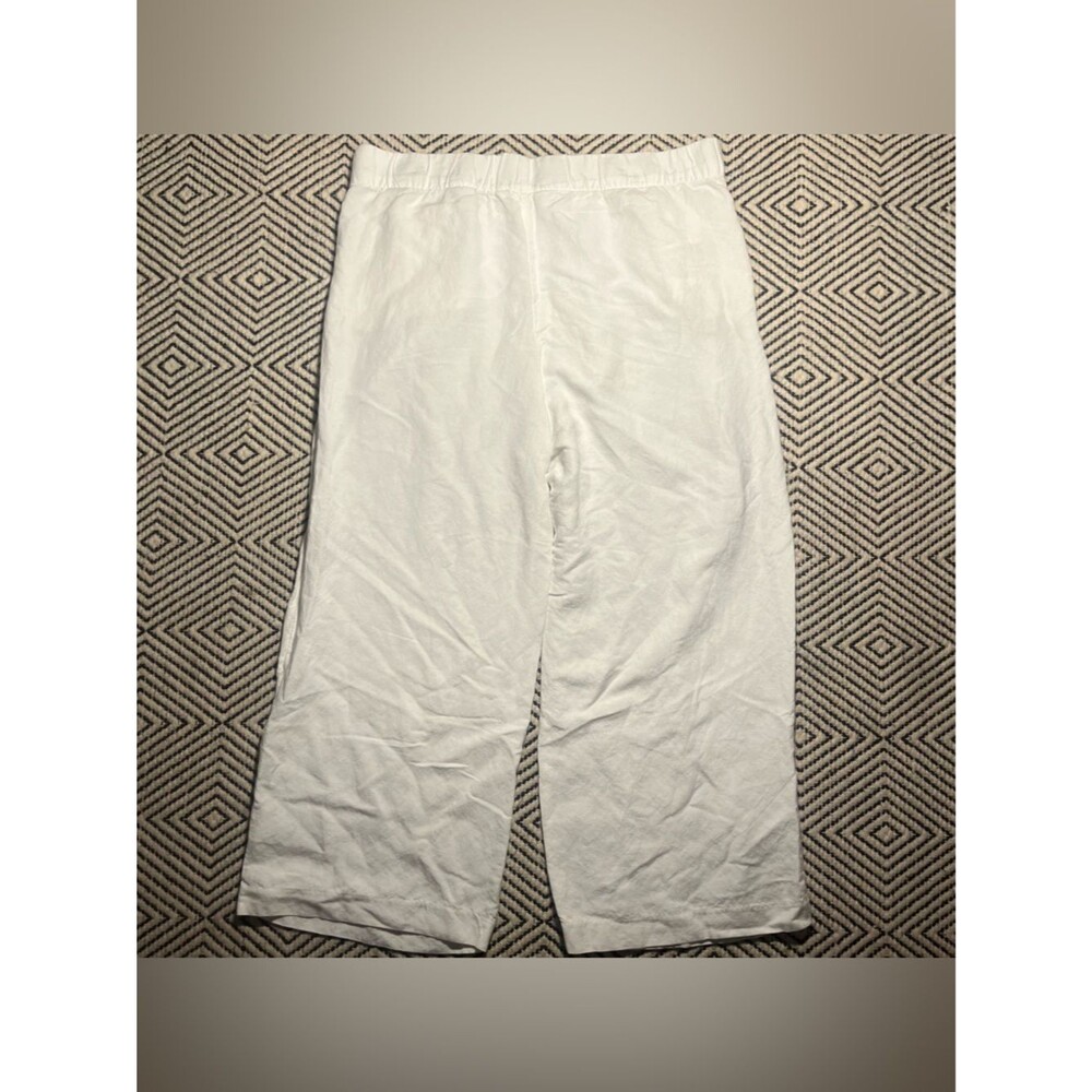 Classic White Linen Pants elastic waist size L summer spring vacation